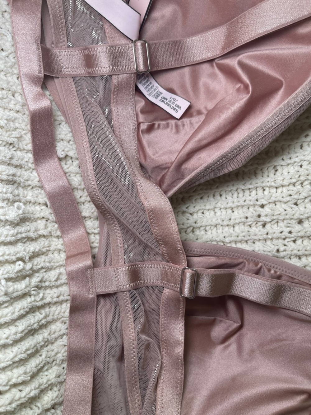 Sheer Shimmer Triangle Bralette in Dusty Rose - Picture 7 of 8